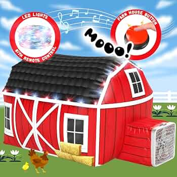 W&O Farmhouse Barn Aerodome with LED Lights & Farm Sound Button – Inflatable Farm Play Tent –... | Amazon (US)