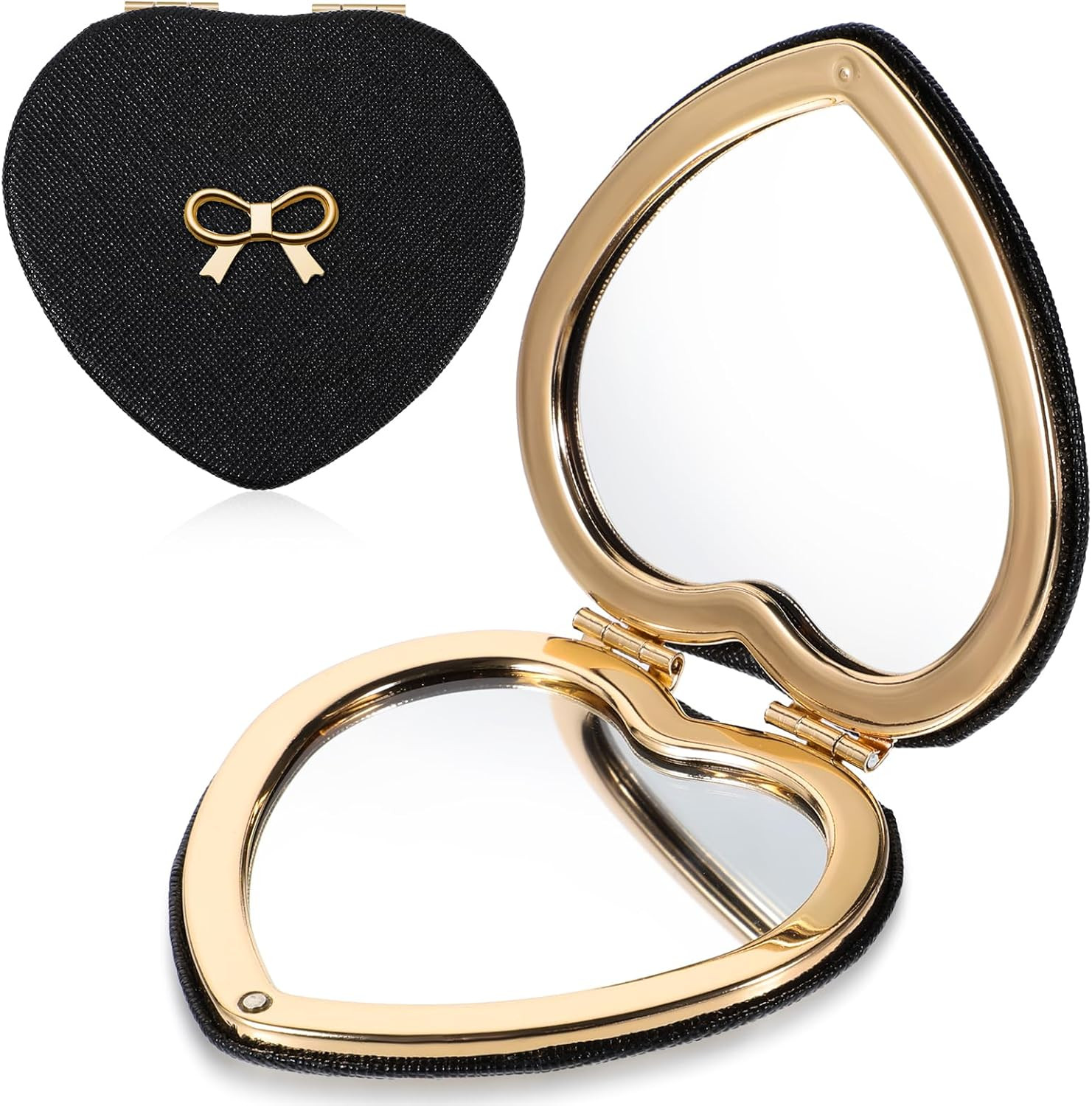 Apausvcm Pocket Mirror, Cute Heart Shaped Compact Mirror PU Leather Portable Mini Makeup Mirrors for Women Double-Sided 1X/2X Magnifying Folding Travel Mirrors for Home Office Travel | Amazon (US)