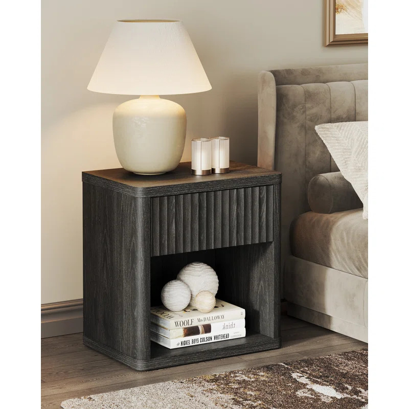 1 - Drawer Nightstand in Beige (Set of 2) | Wayfair North America