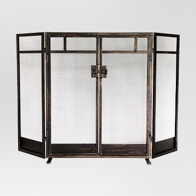 Mission Fireplace Screen - Black with Brushed Bronze Finish - Threshold™ | Target