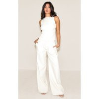 White Tailored Woven Wide Leg Trousers | PrettyLittleThing UK