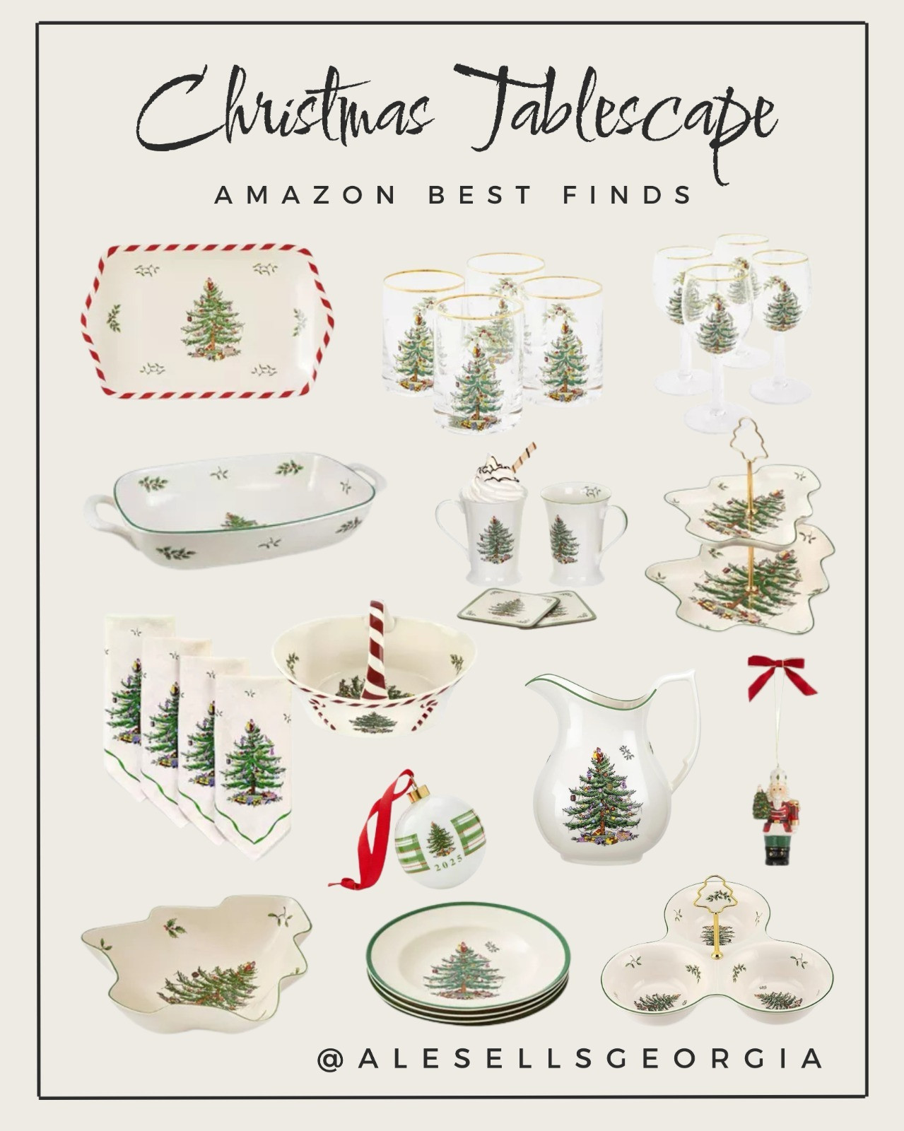 Amazon Christmas Tablescape Best Finds: Festive white and green dinnerware and serving pieces with a classic holiday tree motif.

#AmazonFinds #ChristmasTable 

 #LTKHoliday #LTKHome #LTKSaleAlert
