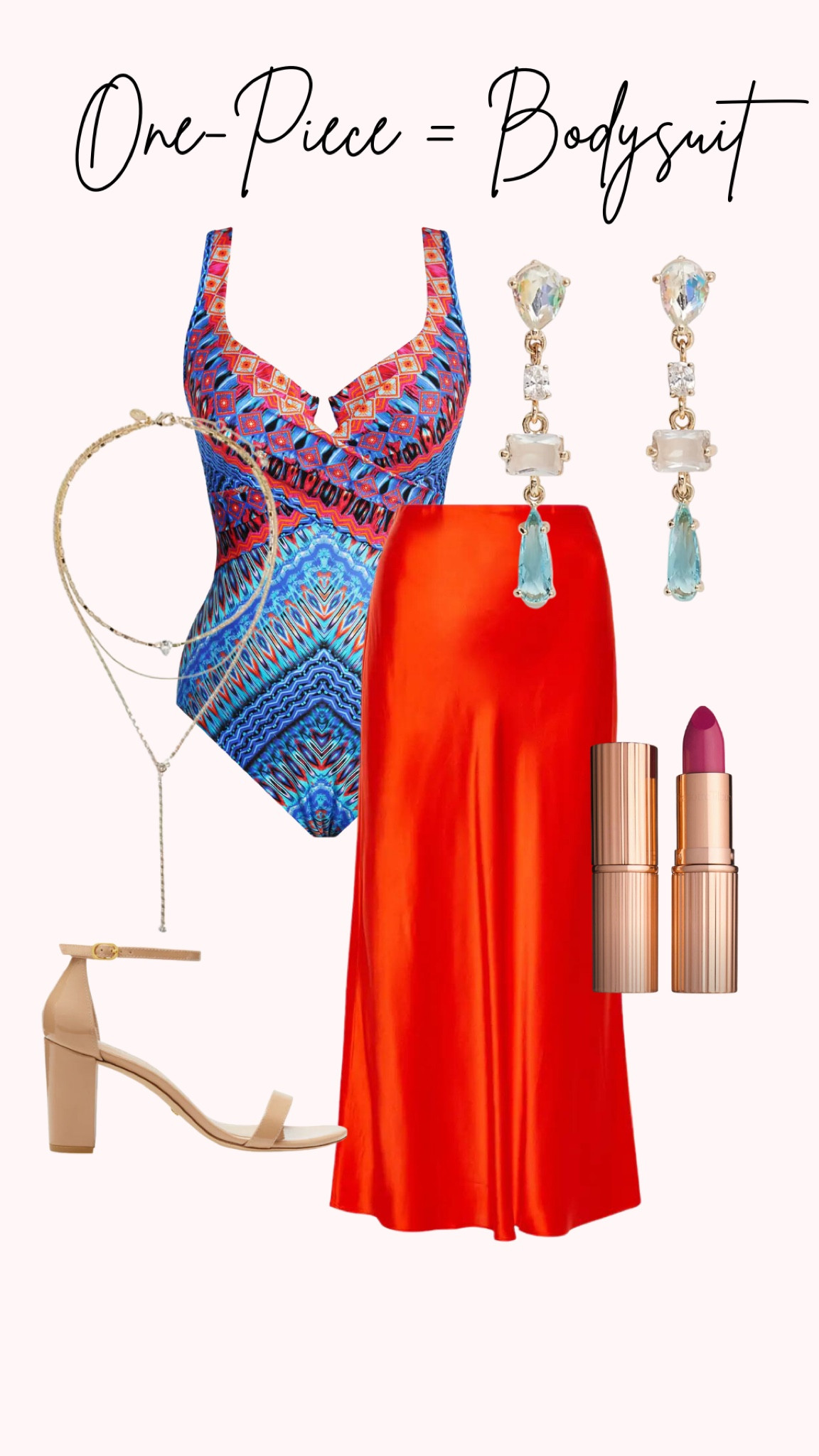 Another lady ok from out swimsuit used as bodysuits. This satin red skirt is all the rage and what a pretty red! @miraclesuit knows how to flatter a more mature figure. This suit is amazing with the skit. Every girl needs a nude sandal in her shoe wardrobe and @stuartweitzman does the best @express jewelry making a statement for sure.
#rhinestoneearrings #nudesandals #over40style #miraclesuit #bodysuit #stuartweitzman 


#LTKstyletip #LTKshoecrush #LTKtravel