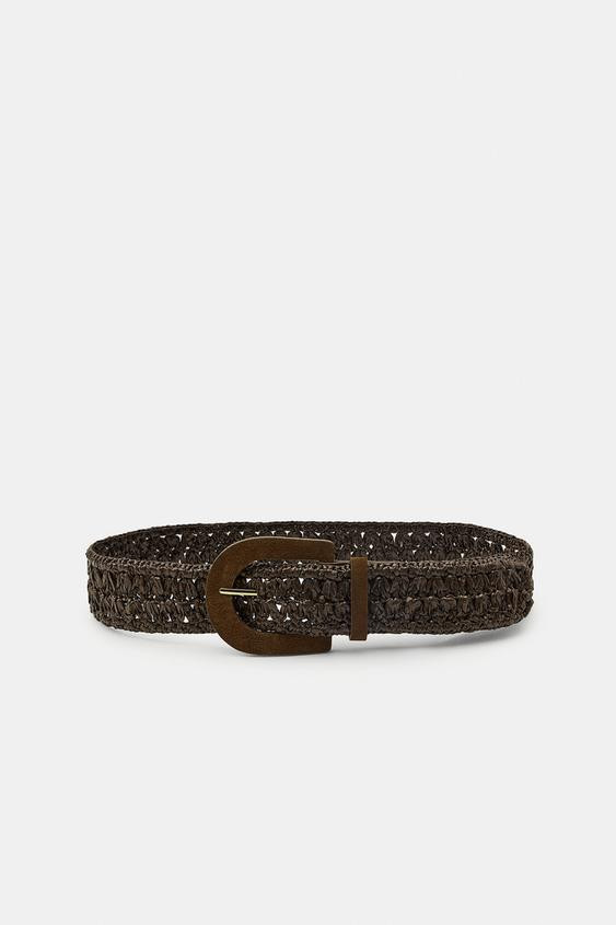RAFFIA BELT WITH LEATHER BUCKLE | Zara US
