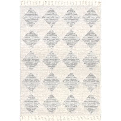 Nuloom Marissa High/Low Diamond Tassel Area Rug, 8' 10" x 12', Off White | Target
