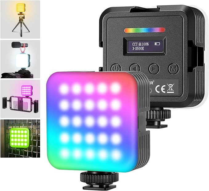 NEEWER Magnetic RGB Video Light, 2 Pack 360° Full Color RGB61 LED Camera Light with 3 Cold Shoe ... | Amazon (US)
