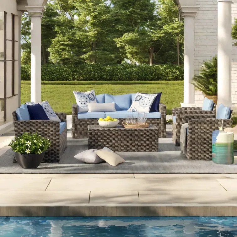Arlington Outdoor Wicker 7 Person Seating Group with Cushions | Wayfair North America