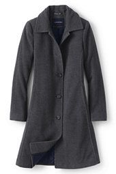 Women's Luxe Wool Insulated Car Coat-Medium Gray Heather,16 | Lands' End (US)