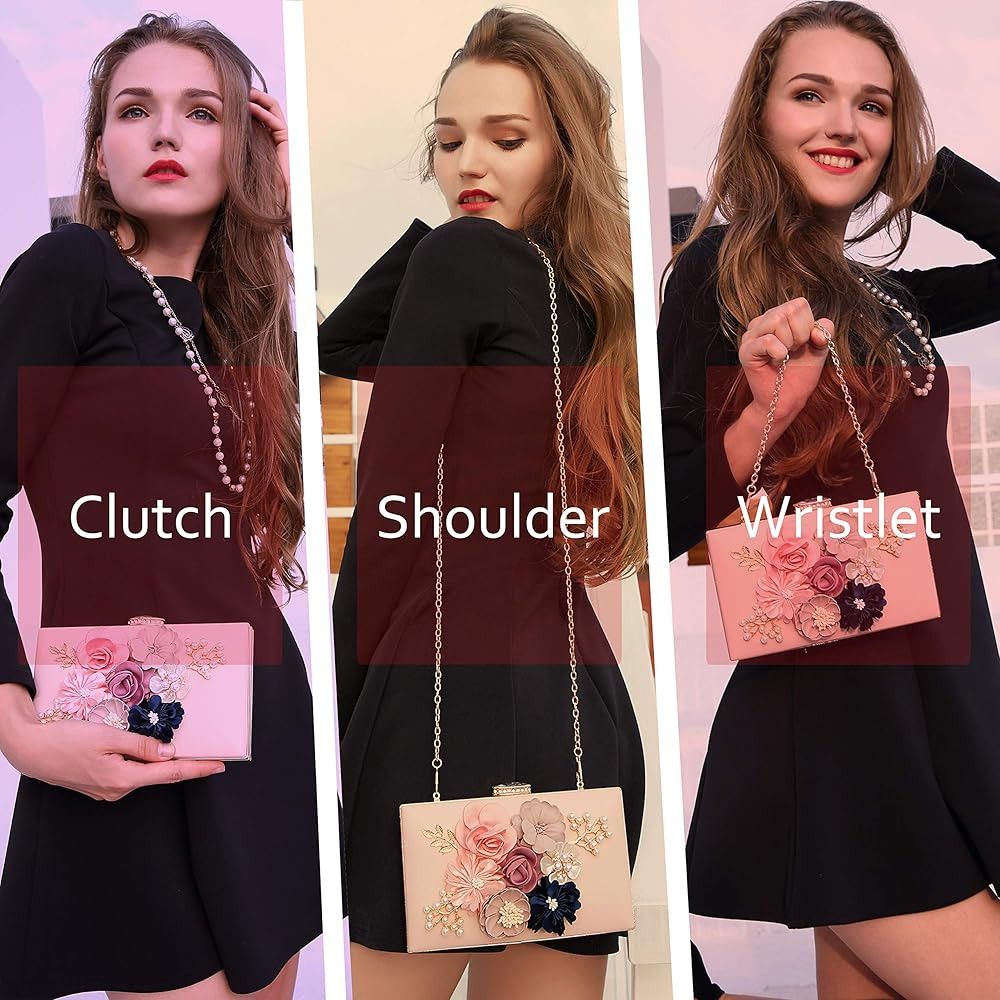 Milisente Evening Bag for Women, Flower Wedding Evening Clutch Purse Bride Floral Clutch Bag | Amazon (US)