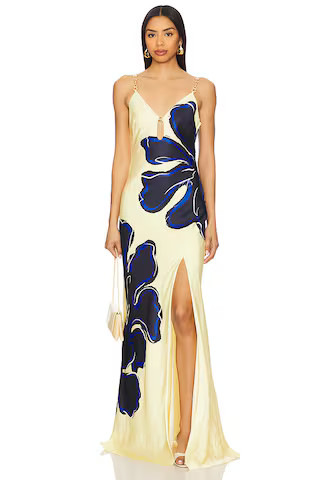 Rebecca Vallance Indigo Bloom Maxi in Navy & Yellow Floral Print from Revolve.com | Revolve Clothing (Global)