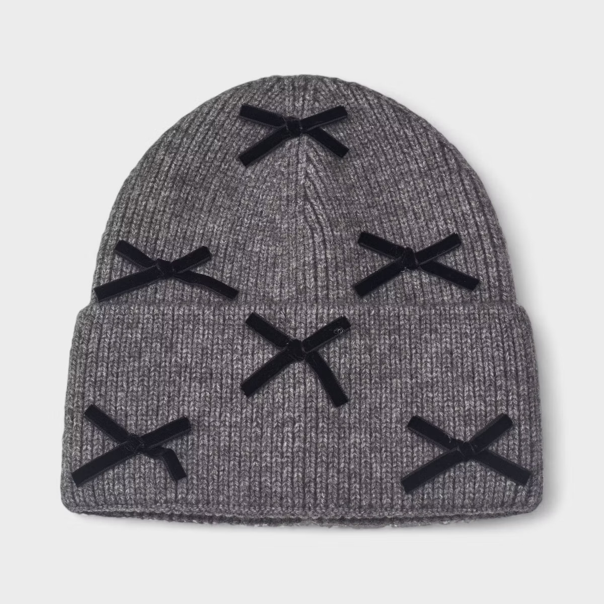 A Little Obsessed Women's Multi Bow Knit Beanie - Soft, Cozy Winter Hat with Bow Accents in Grey | Target