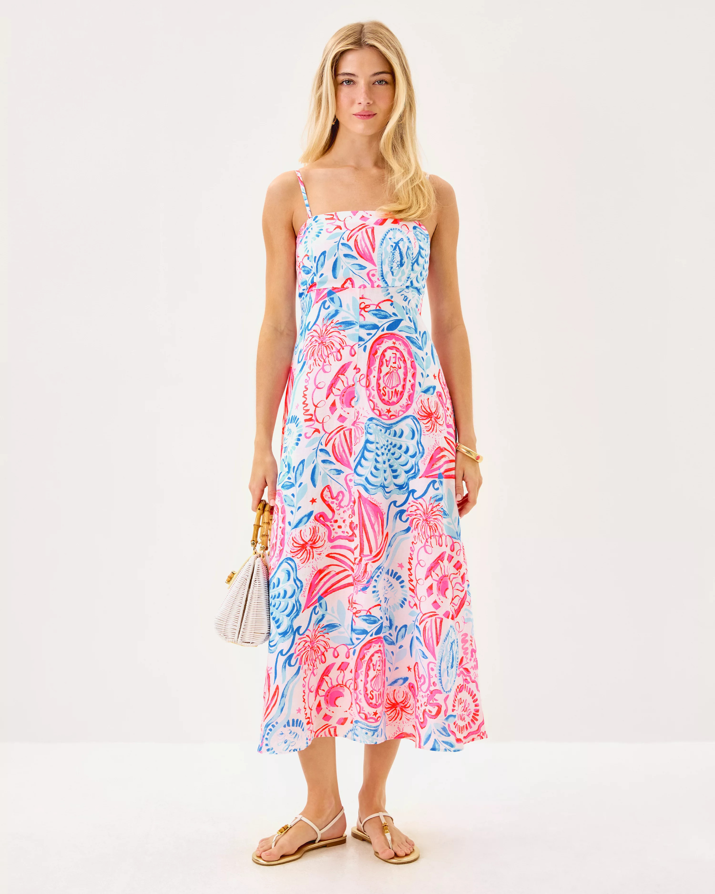 Jorgian Linen Midi Dress , Palm Beach Outfit | Lilly Pulitzer
