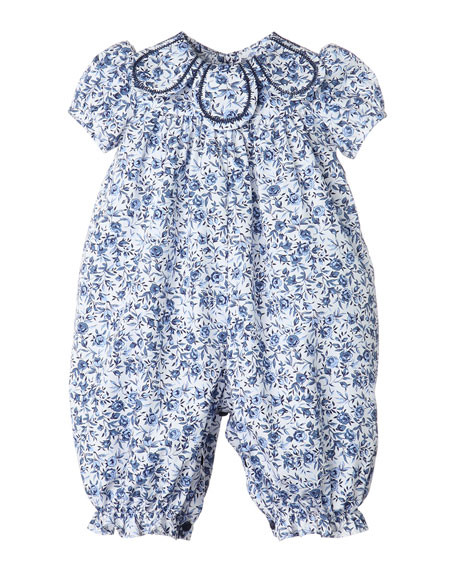 Luli & Me Girl's Floral Embroidered Playsuit, Size 6-24M | Bergdorf Goodman