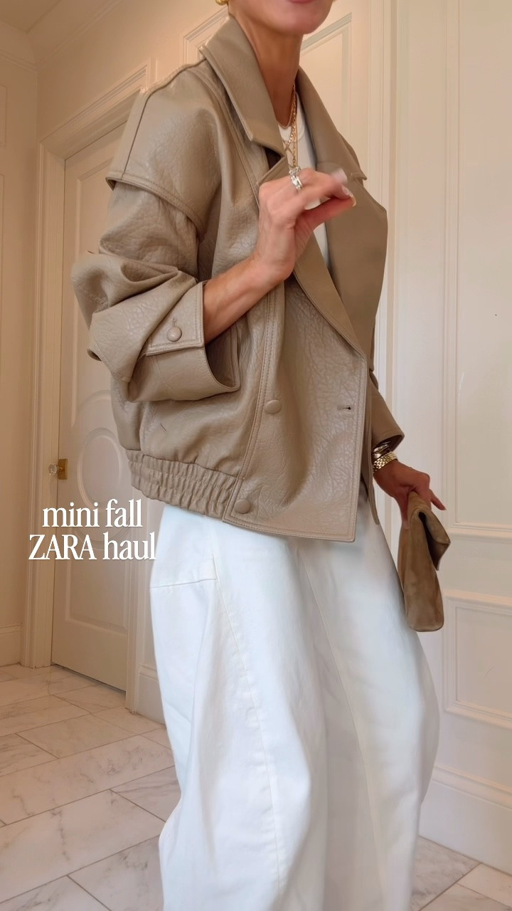 Zara outfit! This faux leather bomber jacket is so chic for fall.

#LTKootd #LTKSeasonal