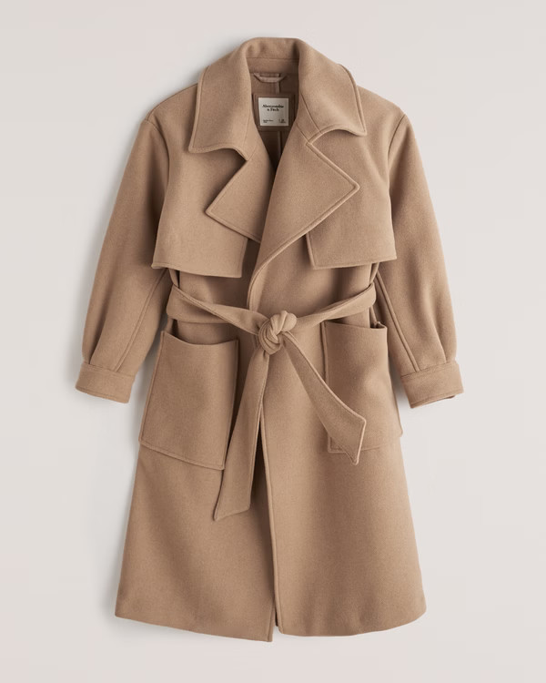 Wool-Blend Trench Coat | Abercrombie & Fitch (US)