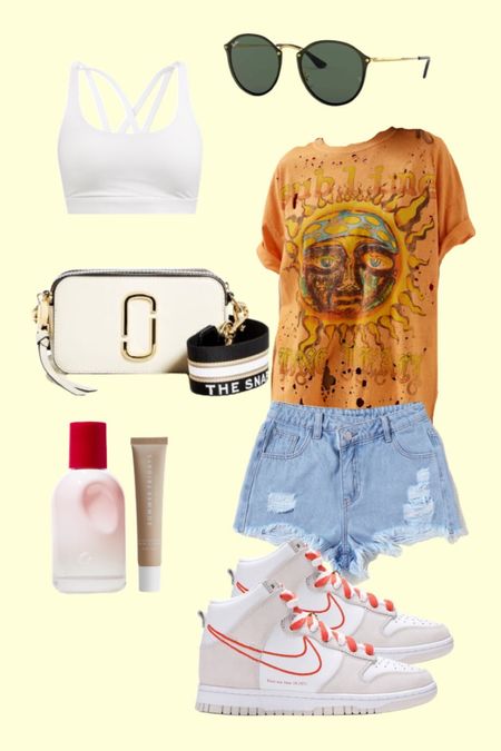 Simple outfit for summer !! 
*urban outfits *marc Jacobs bag *perfume *lip balms *lululemon sports bra *nike dunks 

#LTKFind #LTKSeasonal #LTKstyletip