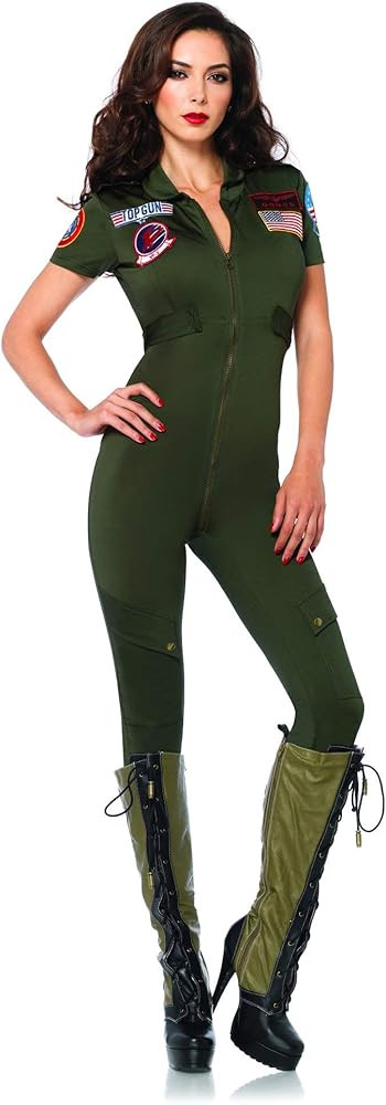 Leg Avenue Top Gun Flight Suit with Interchangeable Name Badges – Sexy Maverick Pilot Halloween... | Amazon (US)