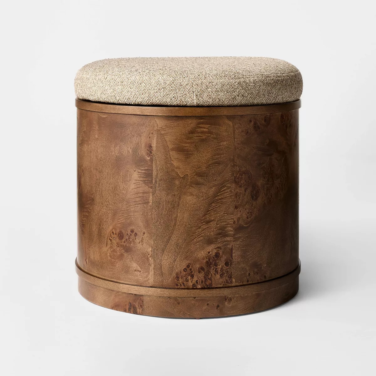 Burled Wood Upholstered Storage Ottoman Dark Brown - Threshold\u2122 designed with Studio McGee | Target