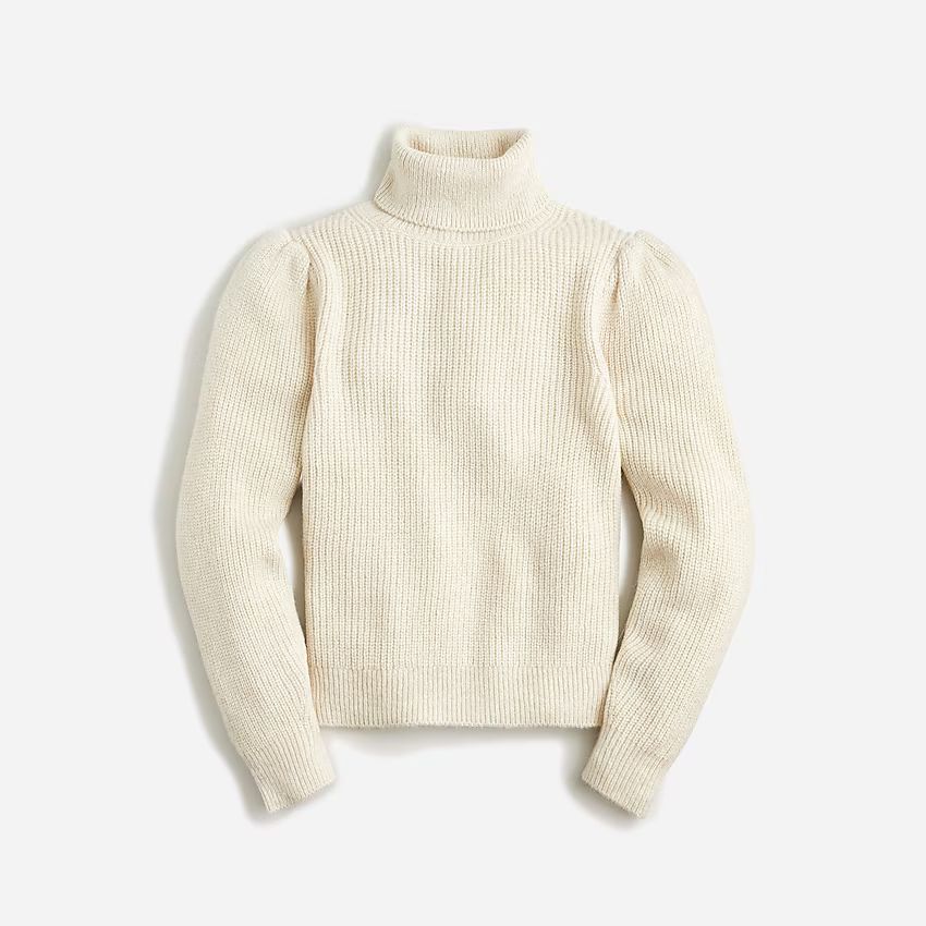 Puff-sleeve turtleneck sweater | J.Crew US