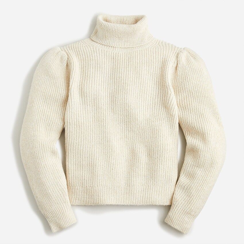 Cropped puff-sleeve turtleneck sweater | J.Crew US