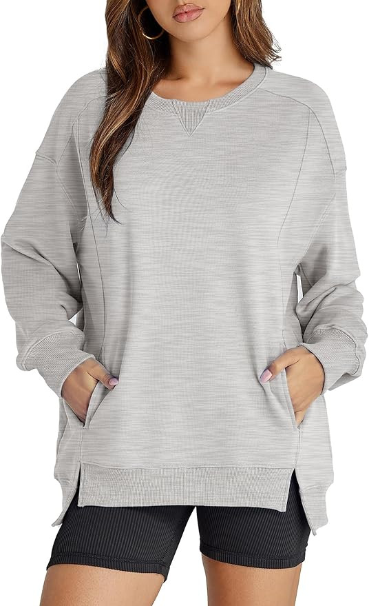 Women's Sweatshirt Casual Crew Neck Sweatshirts Loose Fit Long Sleeve Pullover Tops with Pockets | Amazon (US)