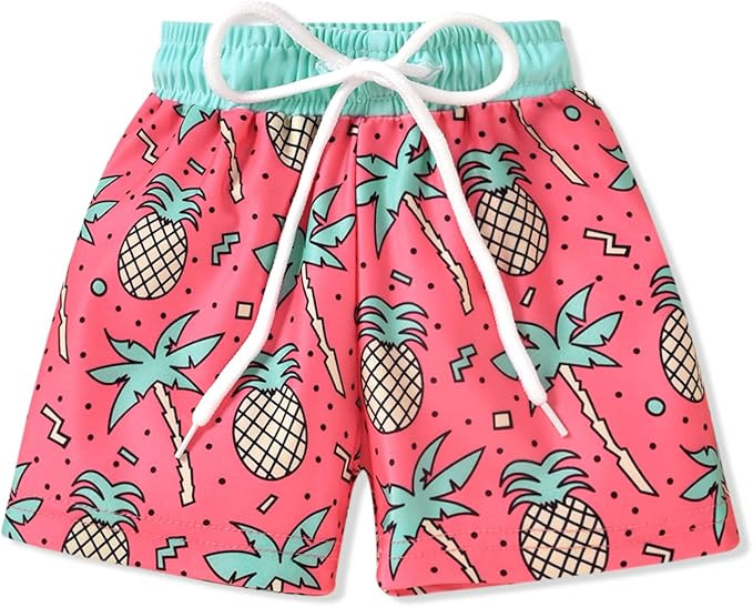 HIHA Toddler Baby Boy Swim Trunks Cartoon Pattern Hawaiian Beach Shorts Board Shorts Swimwear | Amazon (US)