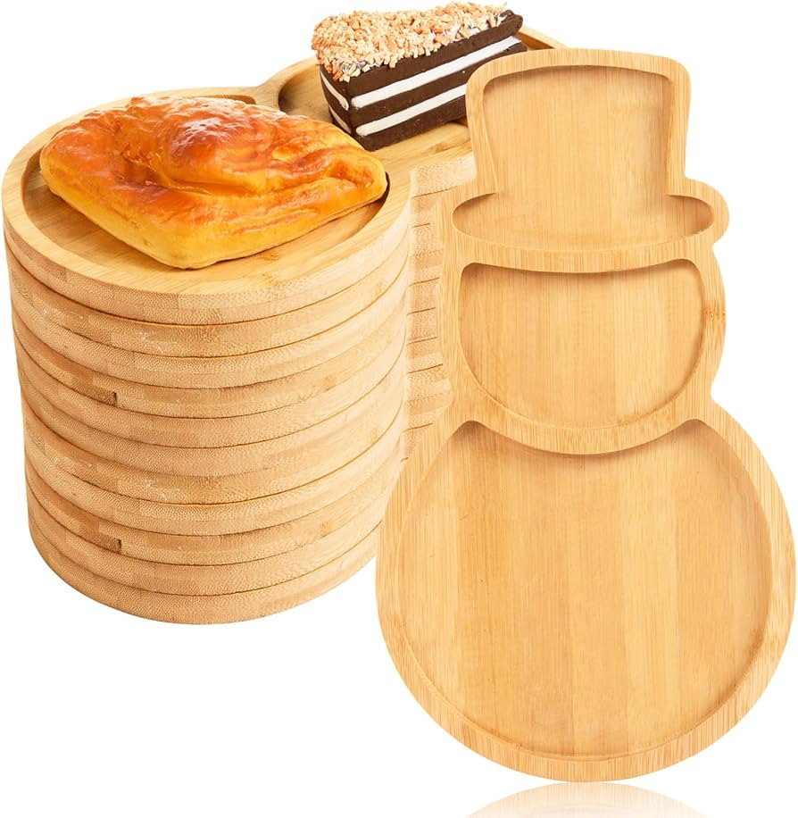AWIZOM 6 Pcs 12 Inch Winter Snowman Charcuterie Boards Bamboo Wood Appetizer Trays Christmas Serv... | Amazon (US)