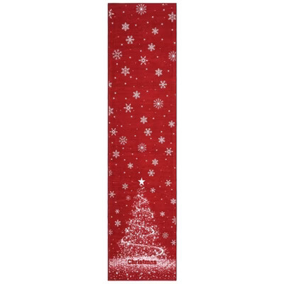 COZONY Red Christmas Runner Rug, Washable Non-Slip Low Pile Floor Mat with Modern Christmas Tree Print for Living Room, Bedroom, Holiday Decor | Target