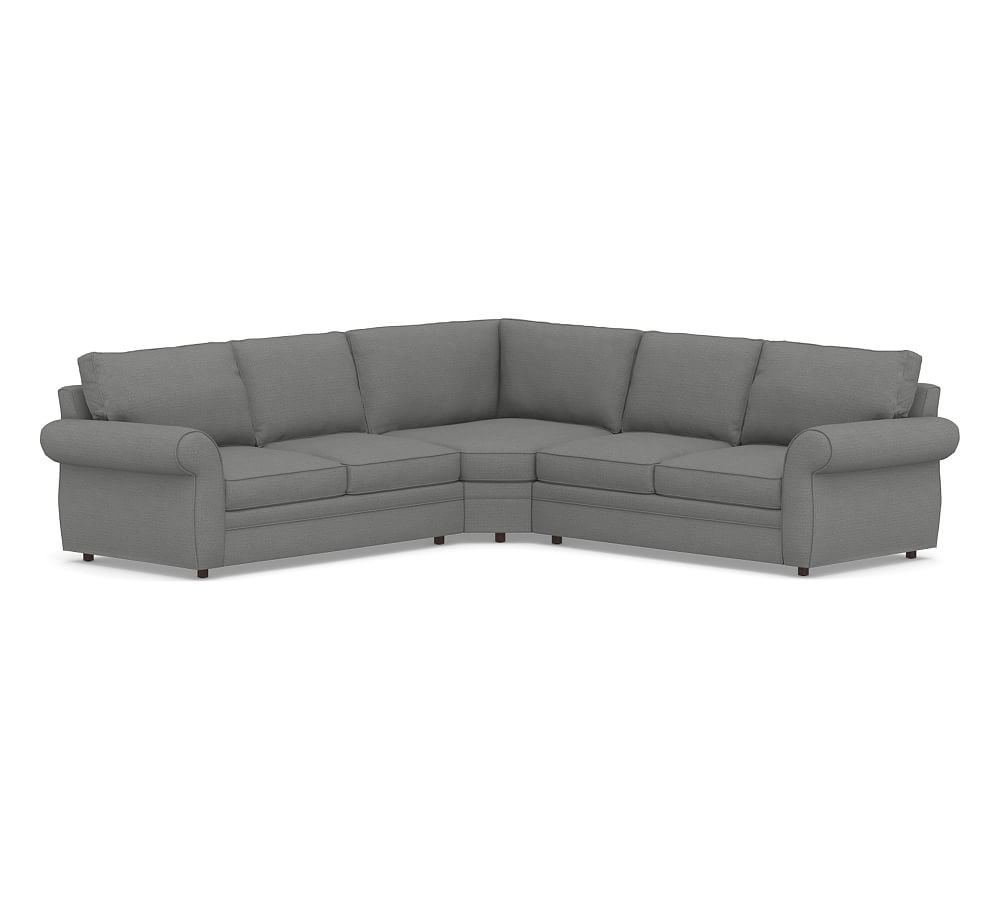 Pearce Roll Arm Upholstered 3-Piece L-Sectional with Wedge | Pottery Barn (US)
