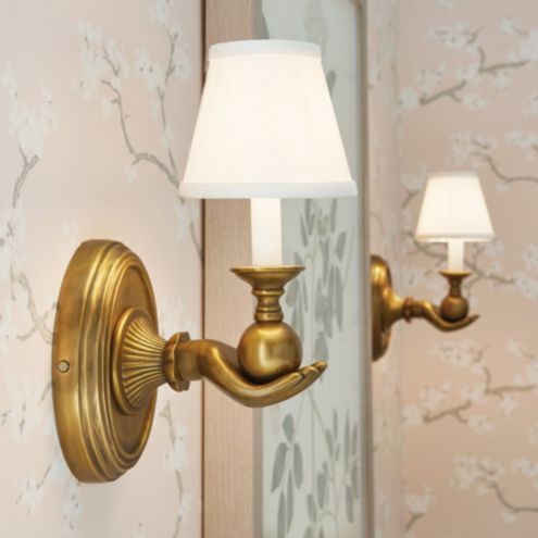 Edwin Hand Wall Sconce with Linen Lamp Shade | Ballard Designs, Inc.