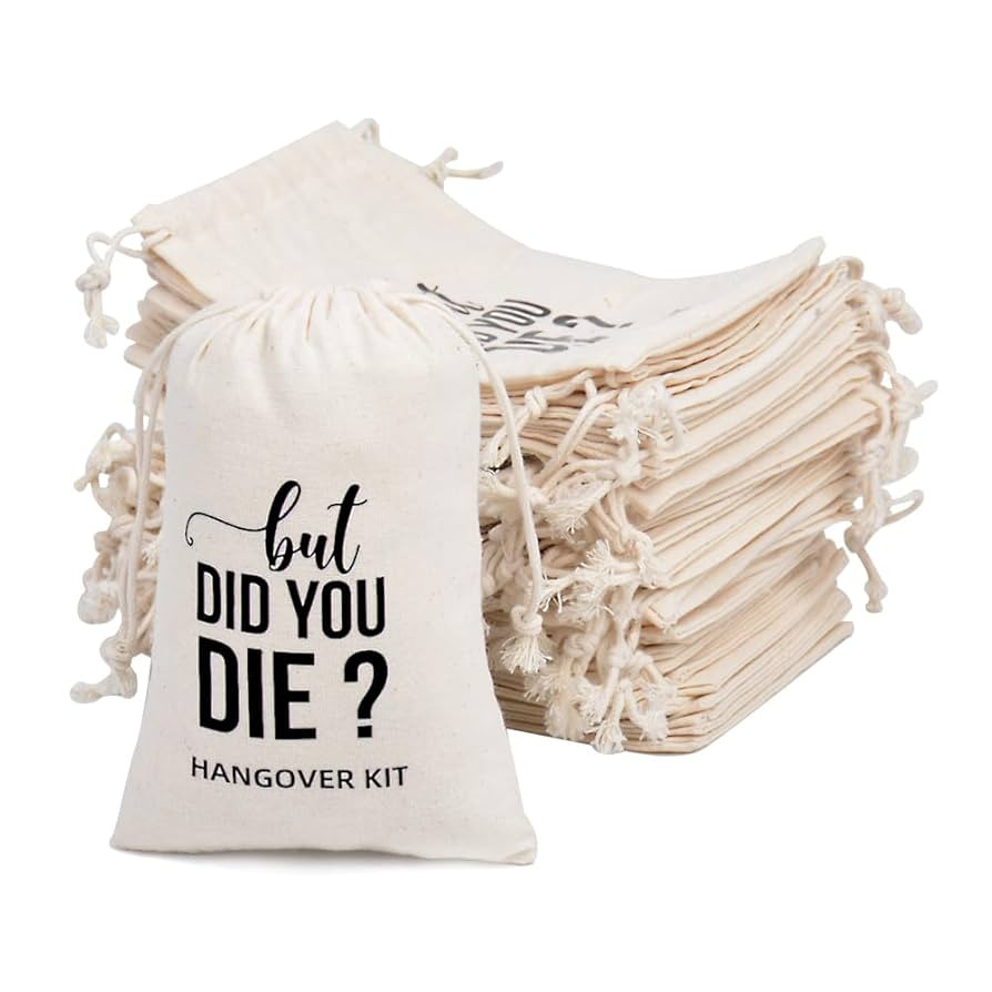 10 Premium Organic Muslin Drawstring Bags 4x6 - Wedding Party Favor Set for Bachelorette Hangover... | Amazon (US)
