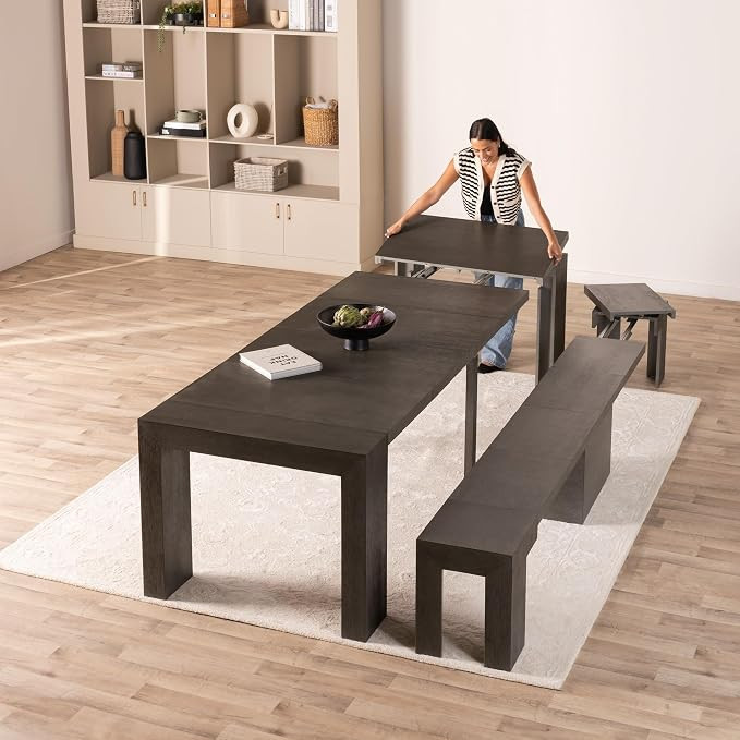 Transformer Table Dining Table Set for 4 to 12, Extendable Wood Dining Table with Expandable Benc... | Amazon (US)