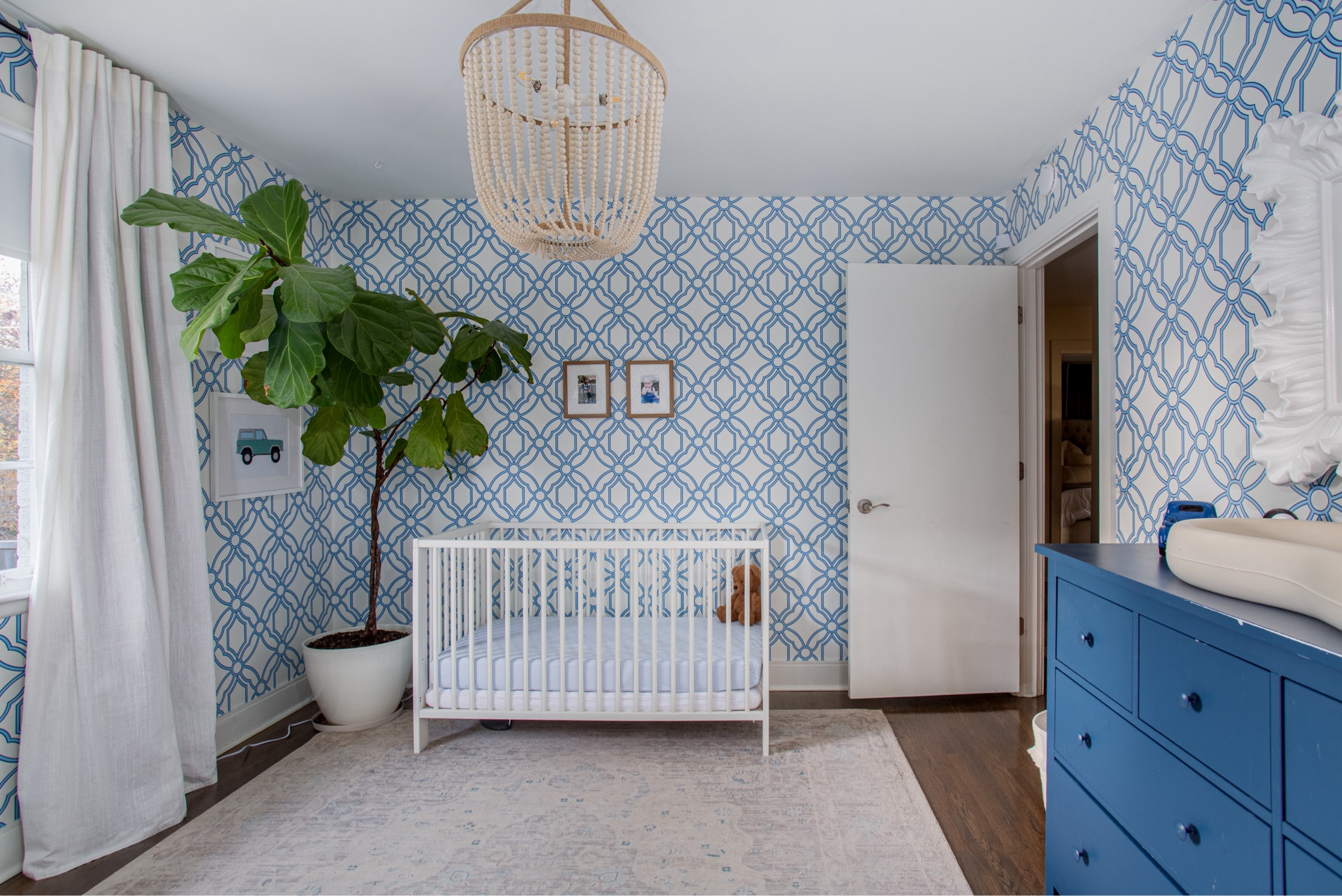 Nursery decor inspiration, nursery for boys, high and low decor, nursing organization, nursing cart, how I organized our nursery, boy nursery, blue and white nursery design 