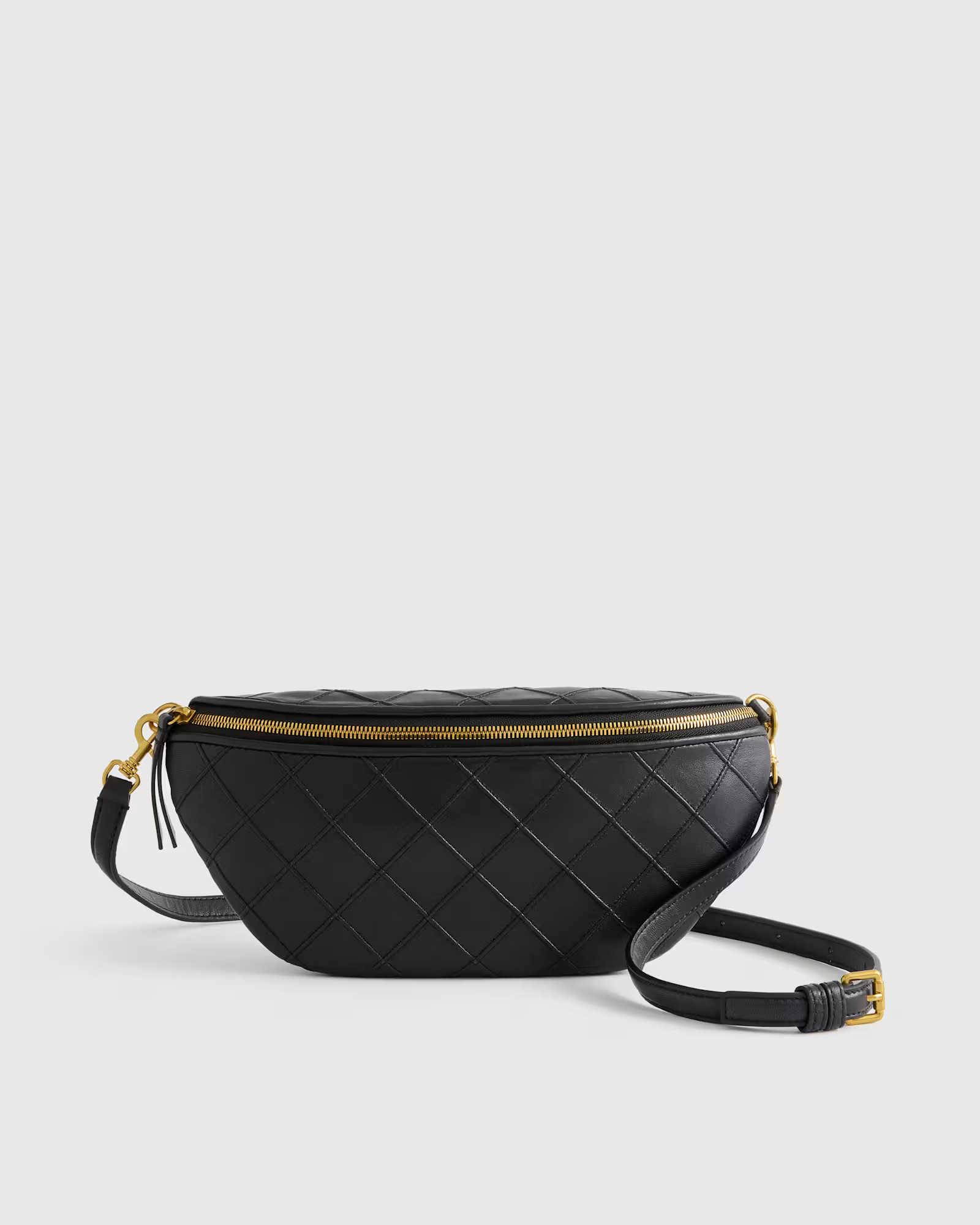 Italian Leather Diamond Stitch Sling in Black | Quince