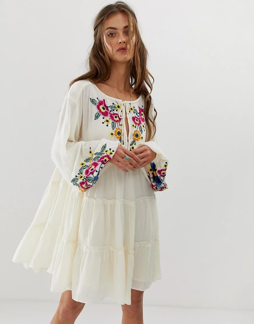 Free People Spell On You embroidered shift dress-White | ASOS (Global)