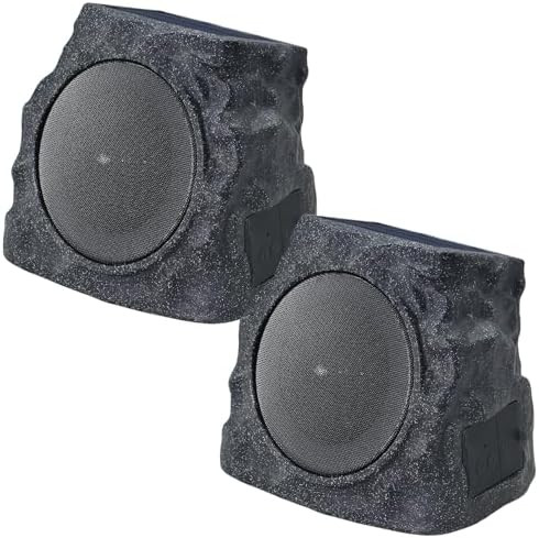 uuffoo 2-Pack Solar Powered Rock Speakers Outdoor Water-Resistant IP44 Rock Speaker with Lights R... | Amazon (US)