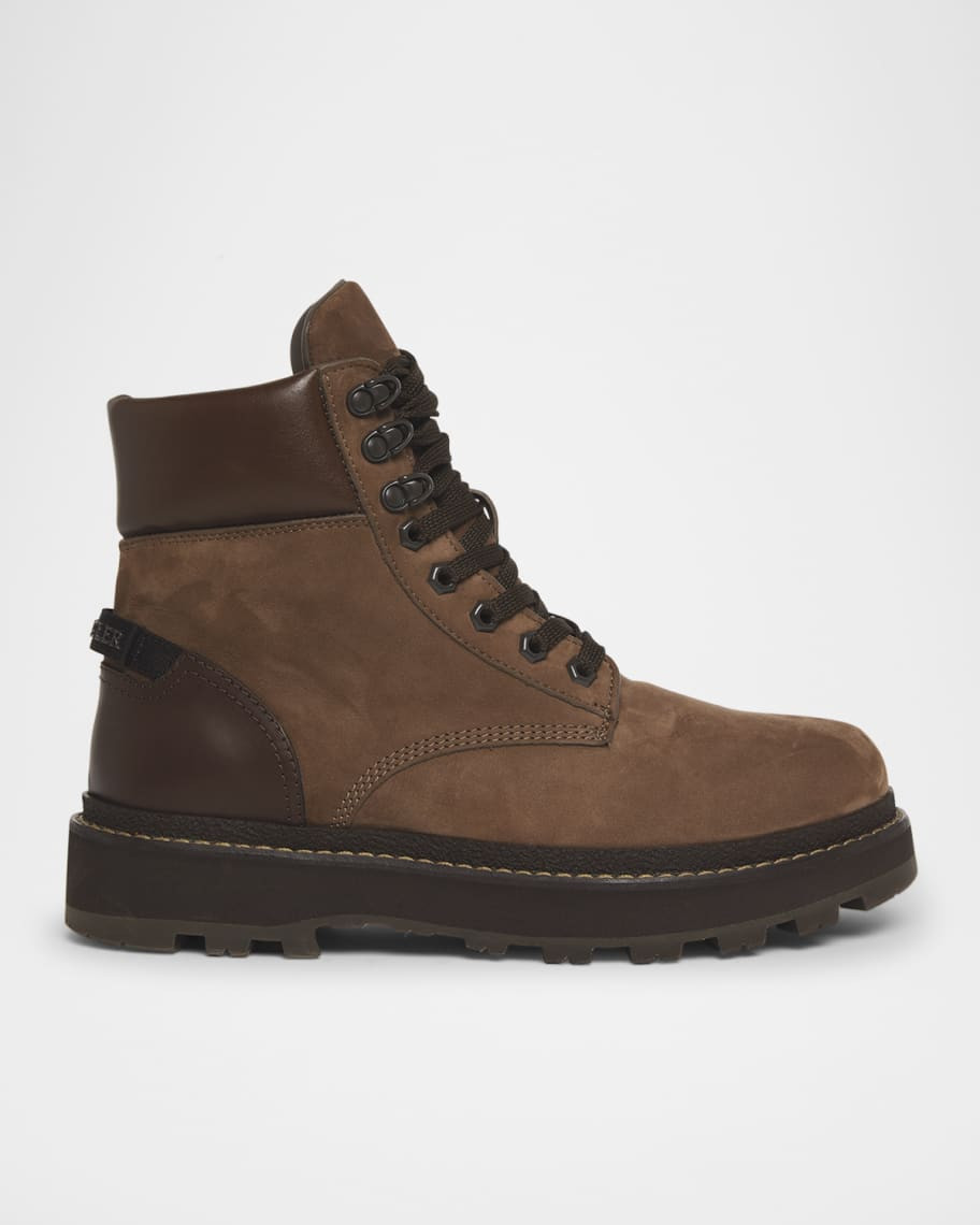 Moncler Men's Peka Suede Lace-Up Ankle Boots | Neiman Marcus