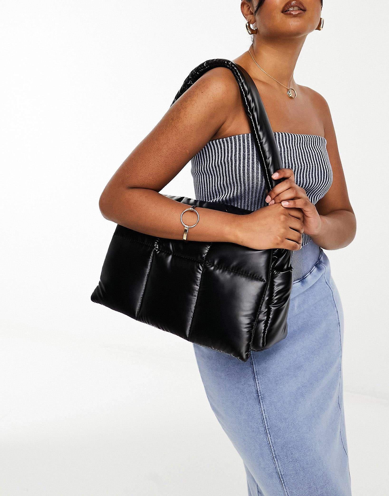 Glamorous quilted nylon shoulder bag in black | ASOS (Global)