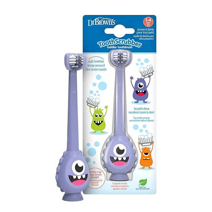Dr. Brown's ToothScrubber Toothbrush, Three-Sided Toddler Training Toothbrush for Ages 1-4 Years ... | Amazon (US)