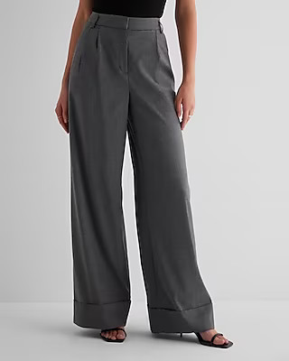 High Waisted Pleated Wide Leg Pant | Express