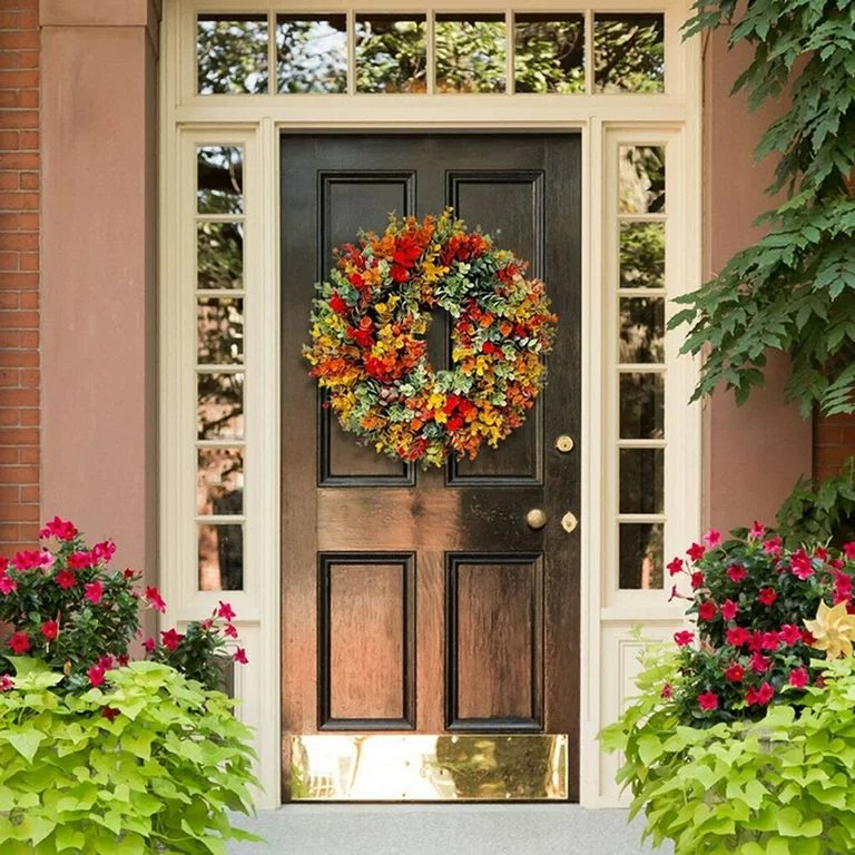 Artificial Fall Floral Wreath, Fall Wreath Autumn Wildflowers Wreath for Front Door Wall Window D... | Walmart (US)