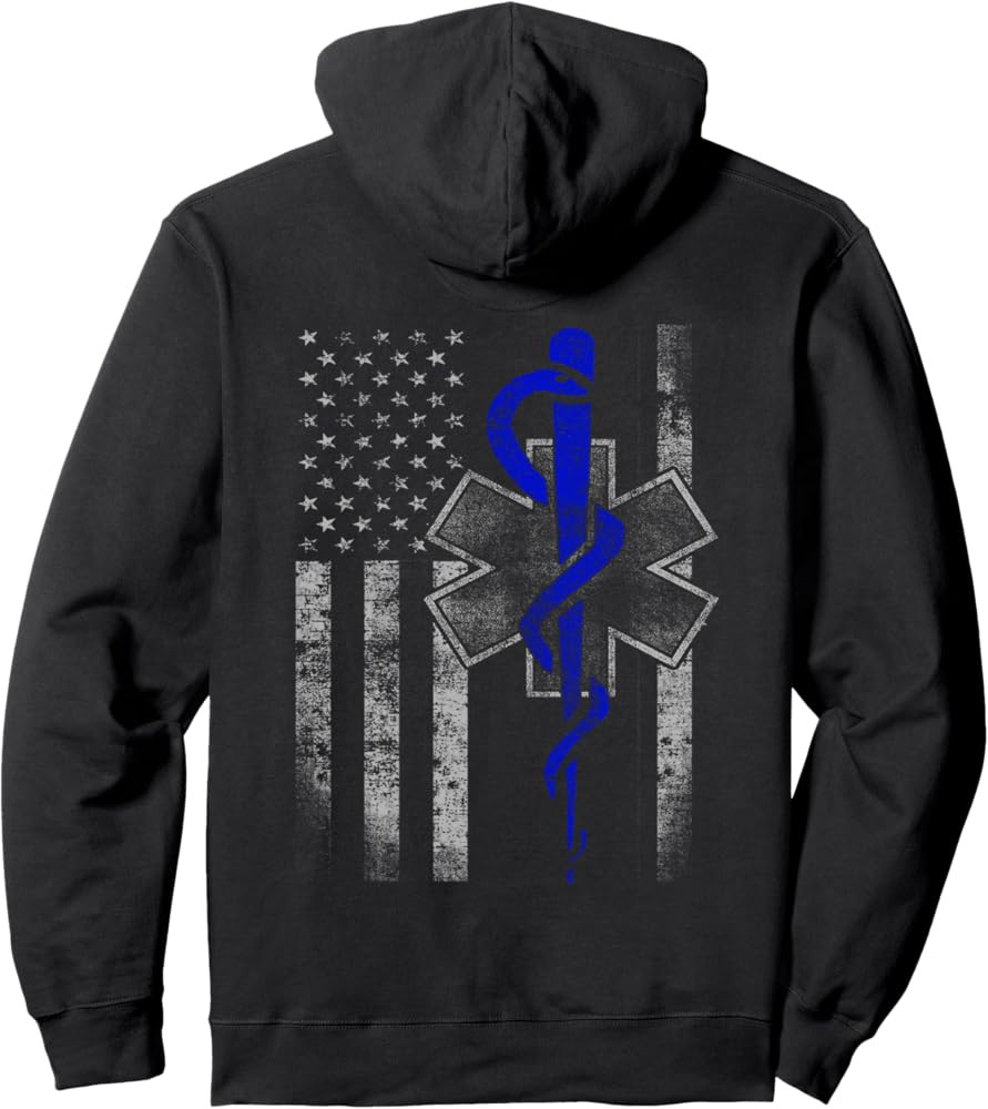 Two-Sided EMT / First Responder Flag Hoodie Long Sleeve | Amazon (US)
