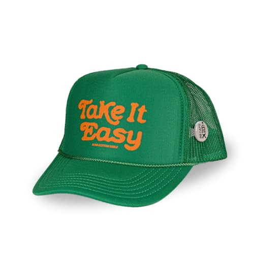 Bottom Shelf Take It Easy Funny Vintage Foam Trucker Hat for Men & Women w/Hat Pin, Kelly Green Hat | Amazon (US)