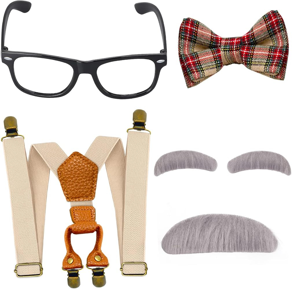 Yewong Kids Old Man Costume Set Grandpa Dress Up Accessories Including Glasses Suspenders Bow Tie... | Amazon (US)