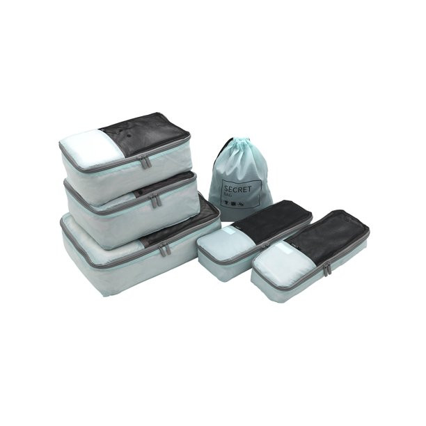 6 pc. travel packing assistants with 5 packing cubes and tote - Opal blue | Walmart (US)