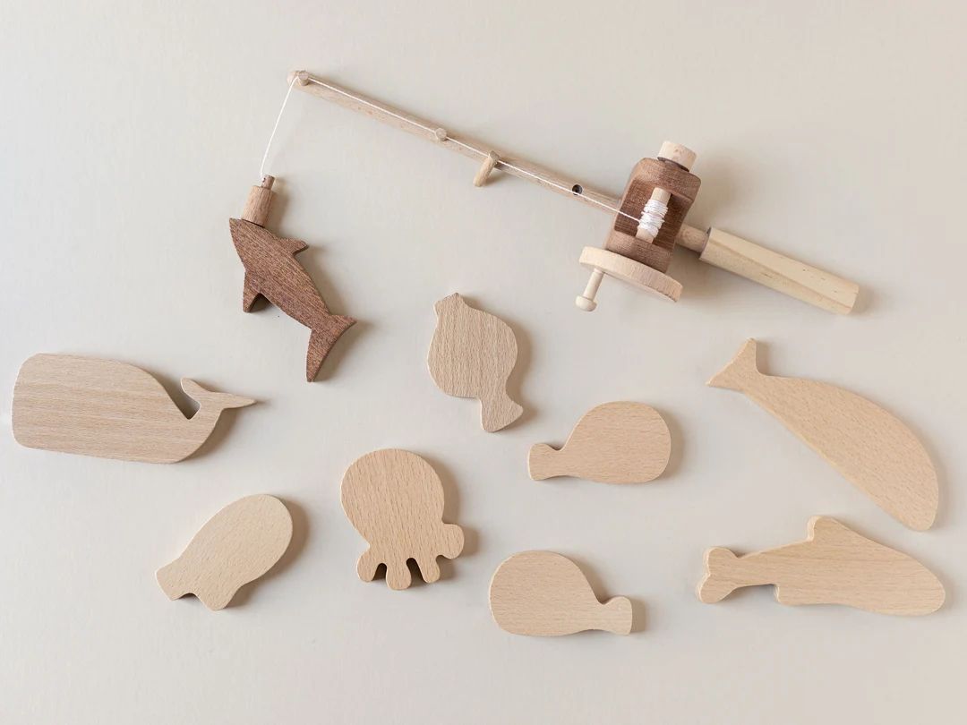 Magnetic Wooden Fishing Set  Fishing Game  Montessori Toy  - Etsy | Etsy (US)
