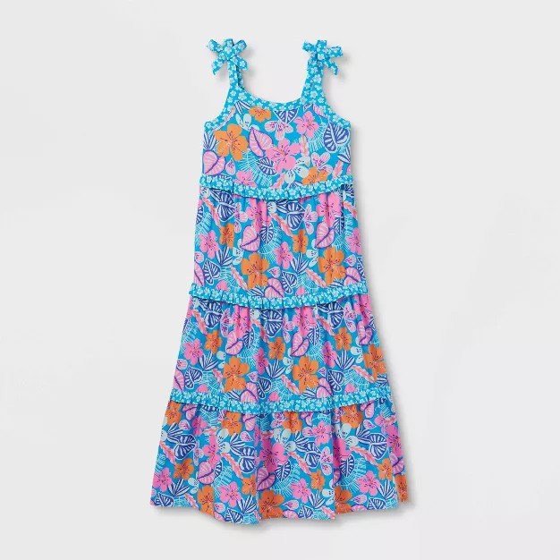Girls' Sleeveless Mixed Media Tiered Maxi Dress - Cat & Jack™ | Target