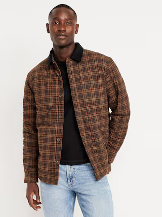 Sherpa-Lined Plaid Flannel Shacket | Old Navy (US)