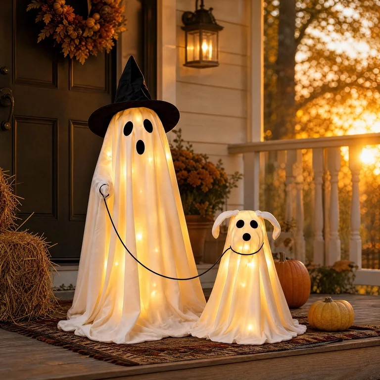 Halloween Decorations Outdoor - LED Wizard Ghost Dog Walking Statue - 2 Pack Halloween Outdoor De... | Walmart (US)