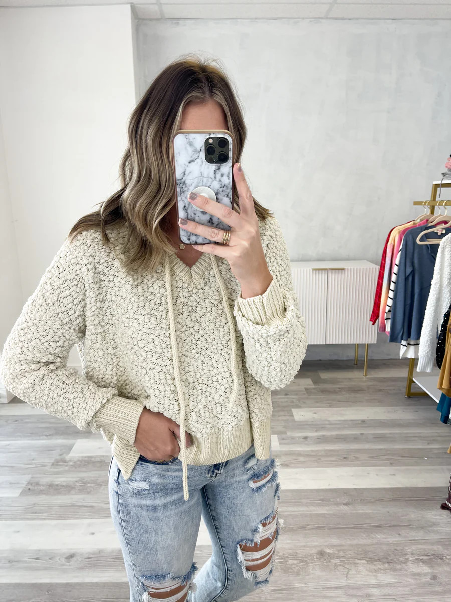 YOU'VE GOT THIS POPCORN HOODIE IN BEIGE | Shop Set Apart LLC